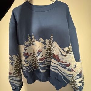 S/M - Daydreamer alpine ski scene oversized crewneck